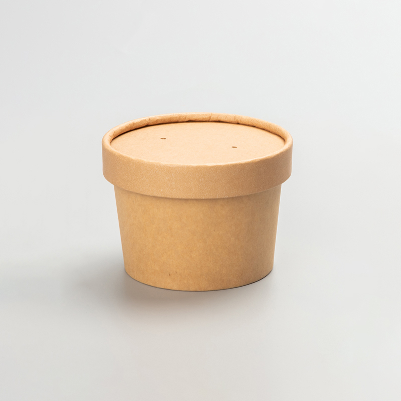 8oz Kraft Paper Soup Bucket with Paper Lid