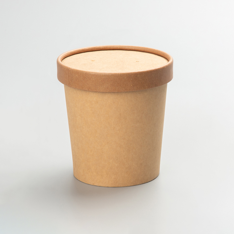 16oz Kraft Paper Soup Bucket with Paper Lid