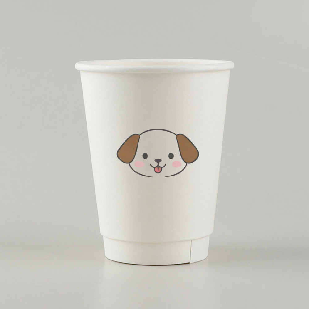 Custom 12oz 90mm Puppy Pattern Paper Cup, 400ml