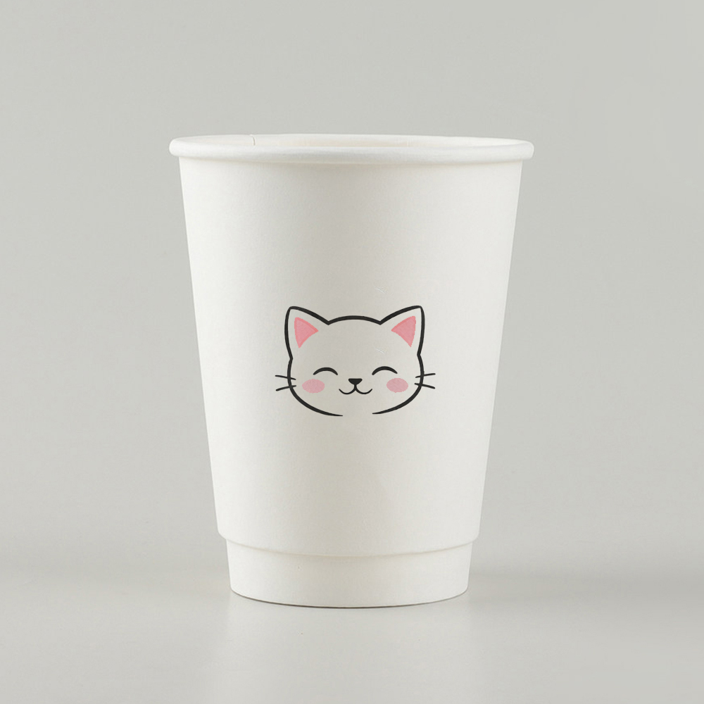 Custom 12oz 90mm Kitten Pattern Paper Cup, 400ml