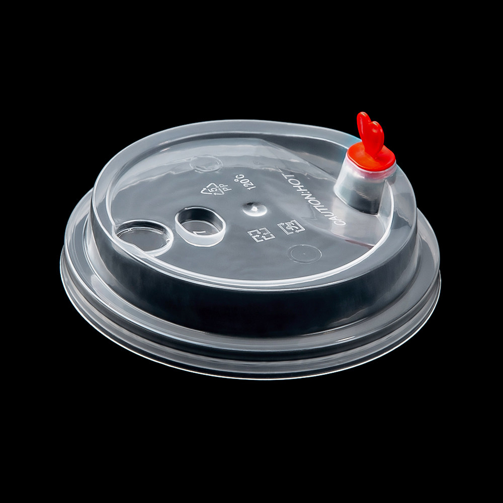 90mm Clear PP Lid with Red Heart Plug