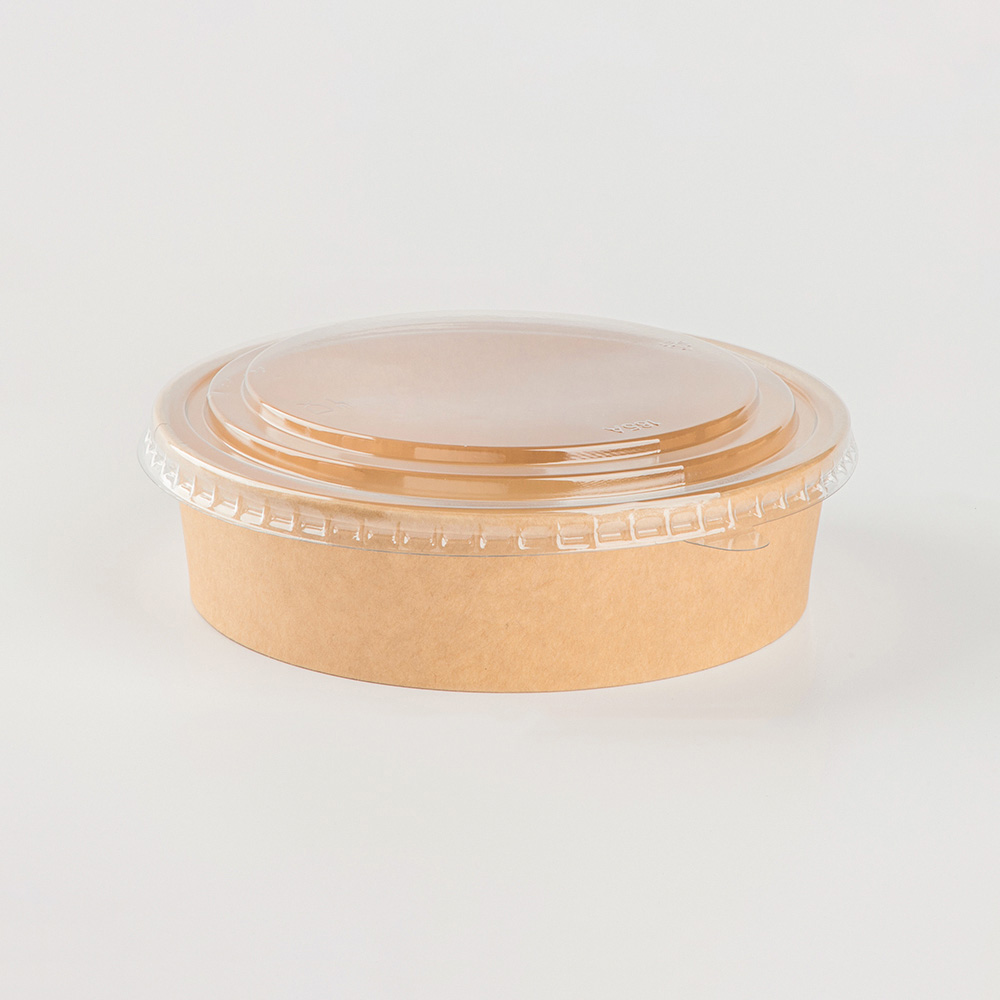 1000ML-185 Kraft Paper Bowl Base + Clear PET Lid
