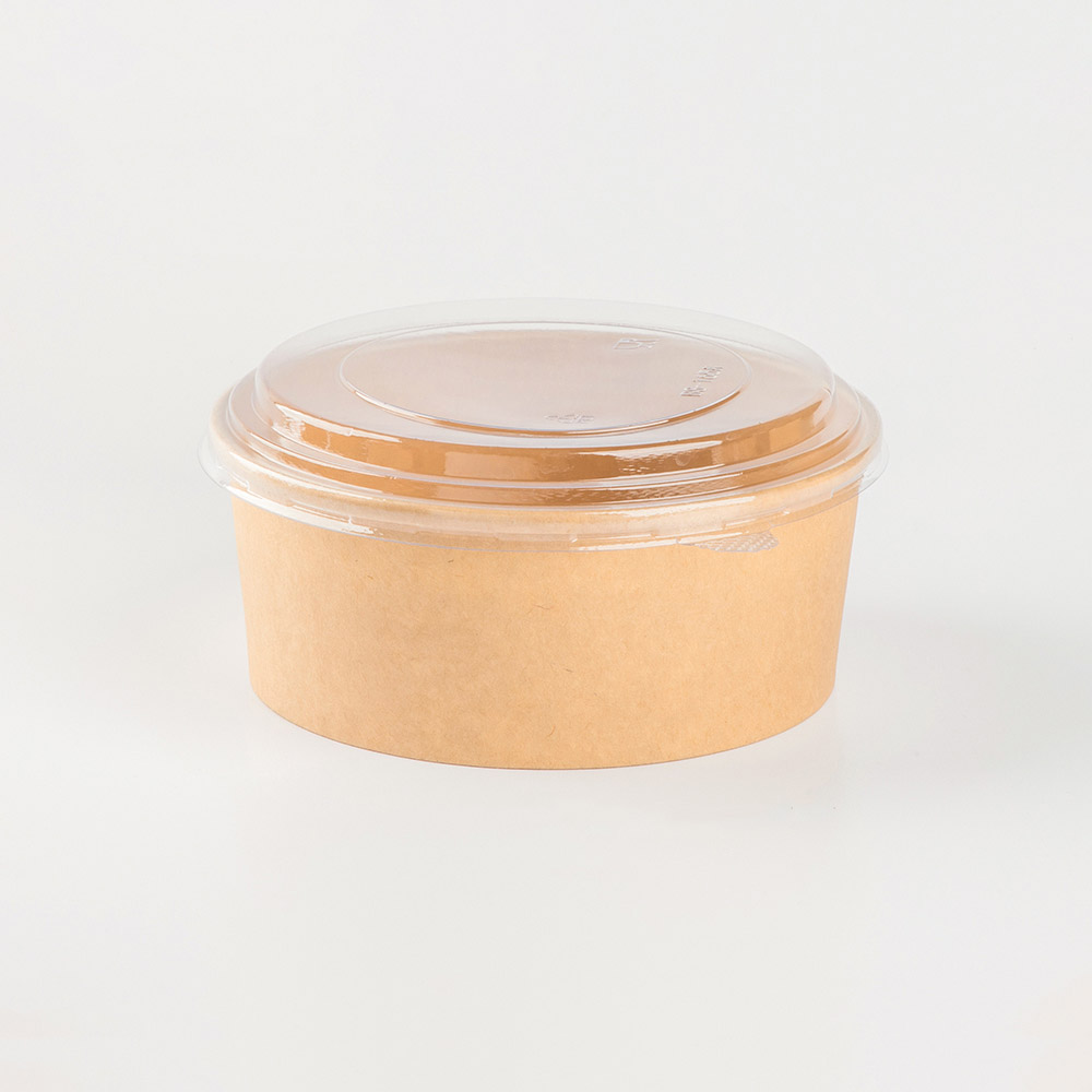 1100ML-165 Kraft Paper Bowl Base + Clear PET Lid