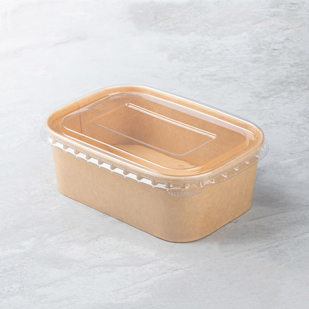 750ml Kraft Paper Square Box with PET Lid