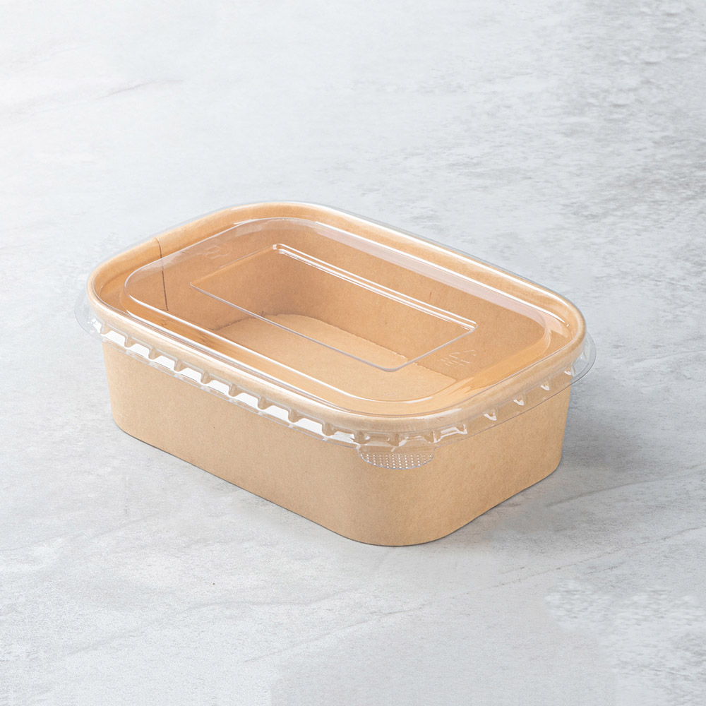 650ml Kraft Paper Square Box with PET Lid