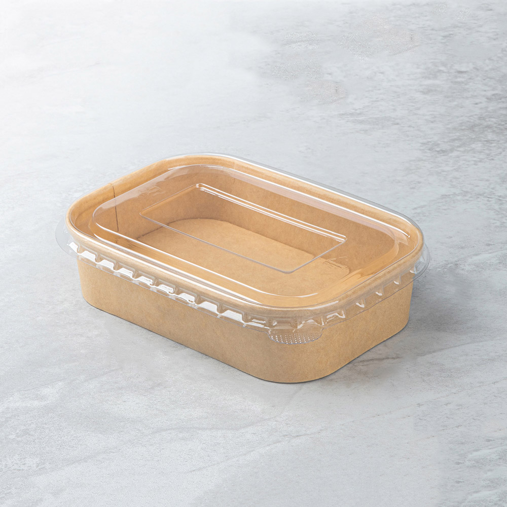 500ml Kraft Paper Square Box with PET Lid