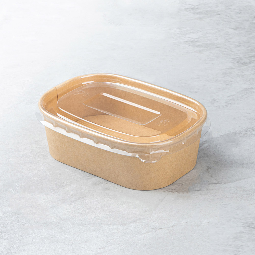360ml Kraft Paper Square Box with PET Lid