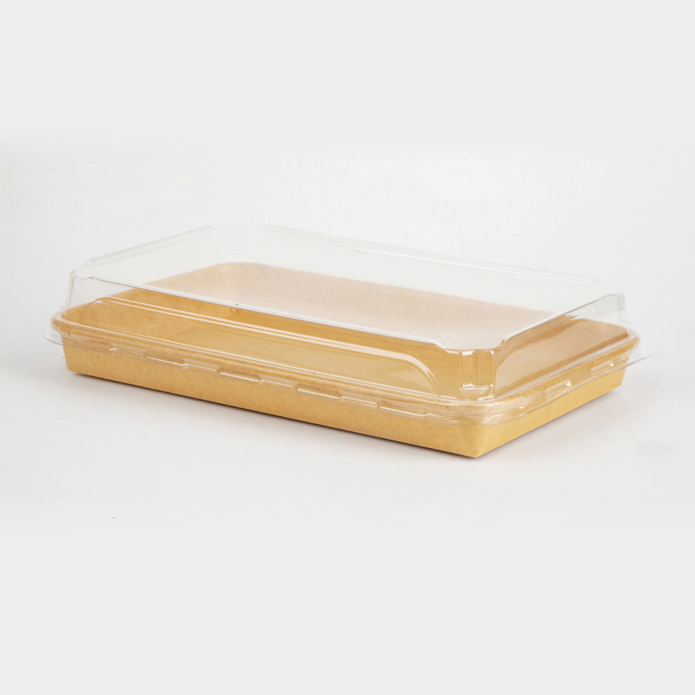 9#Kraft Paper Sushi Box with PET Lid