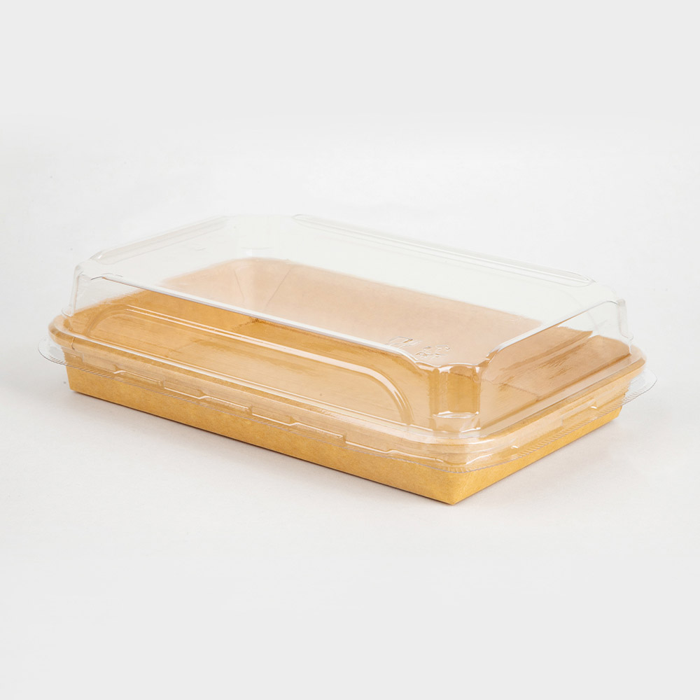5#Kraft Paper Sushi Box with PET Lid