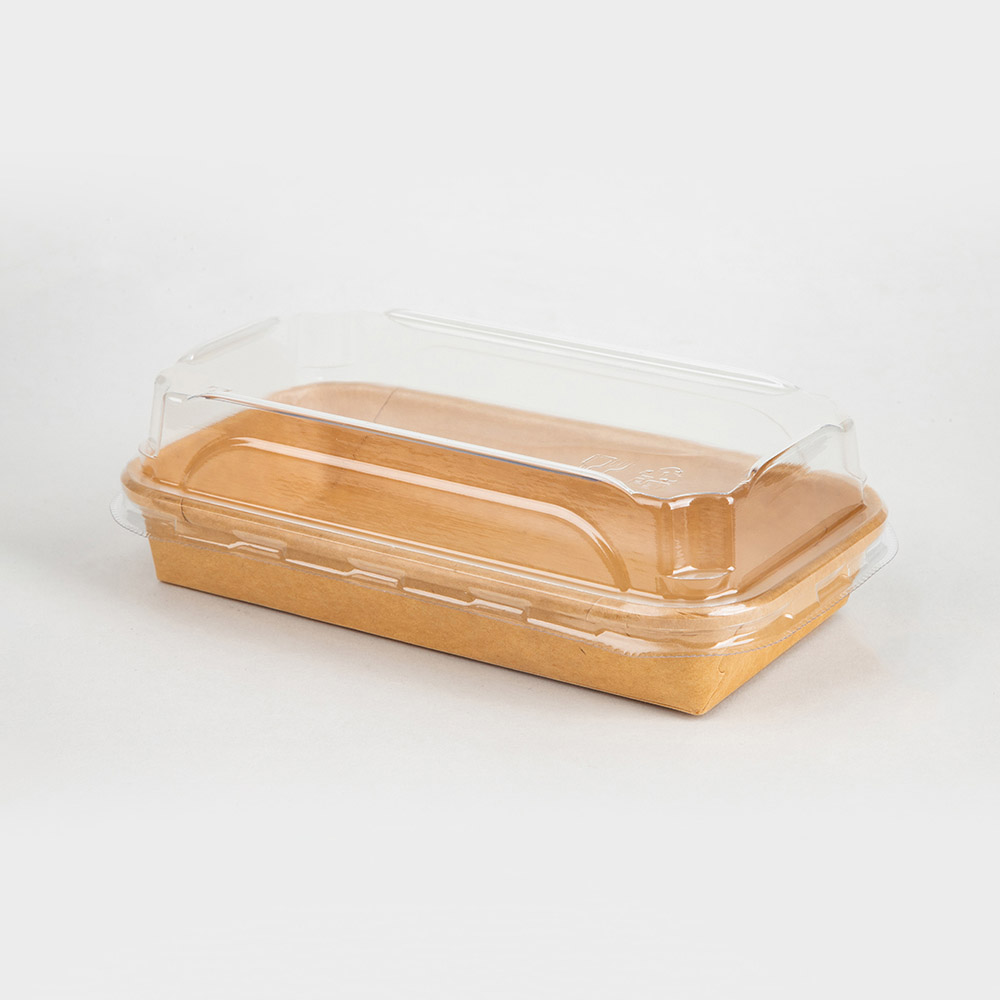 1#Kraft Paper Sushi Box with PET Lid
