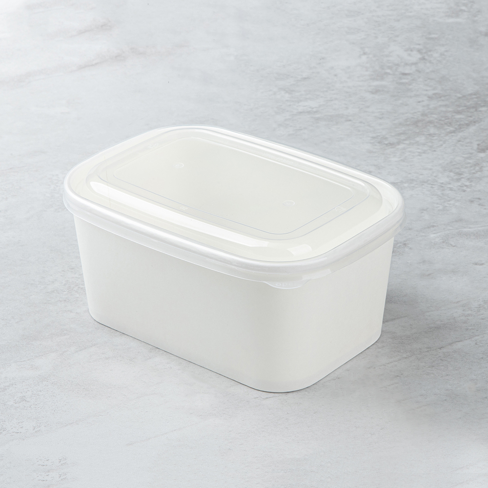 1000ml White Cardboard Square Box with PP Lid