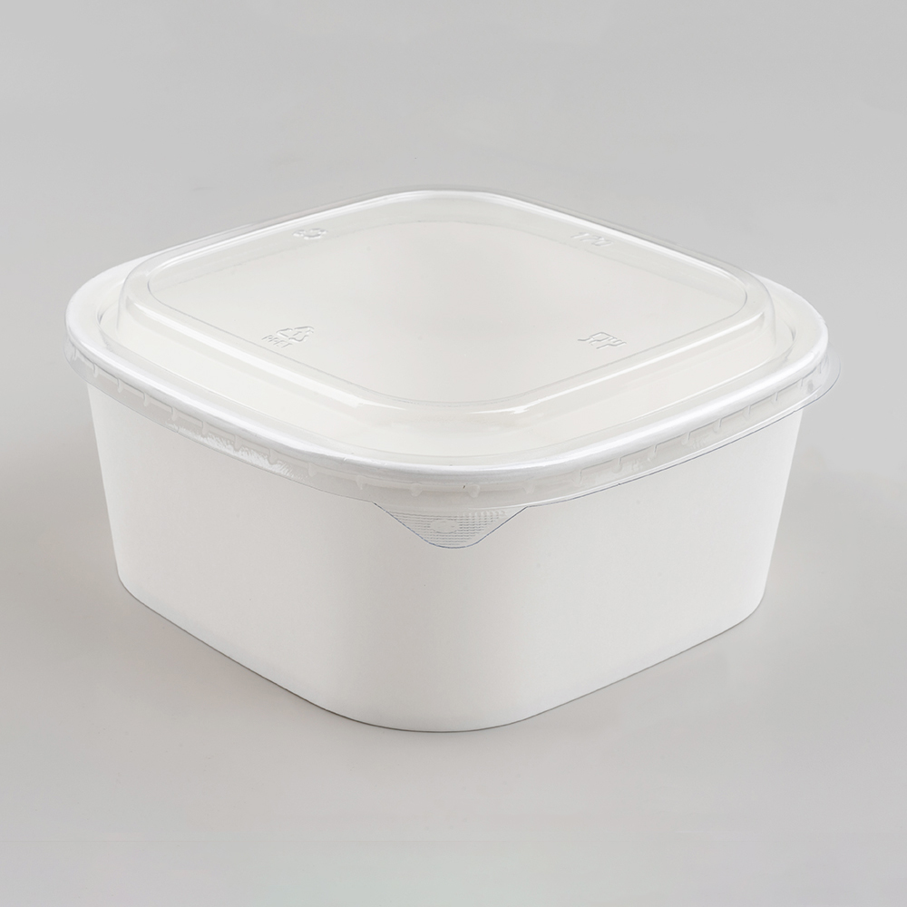1400 Square White Cardboard Box with PET Lid