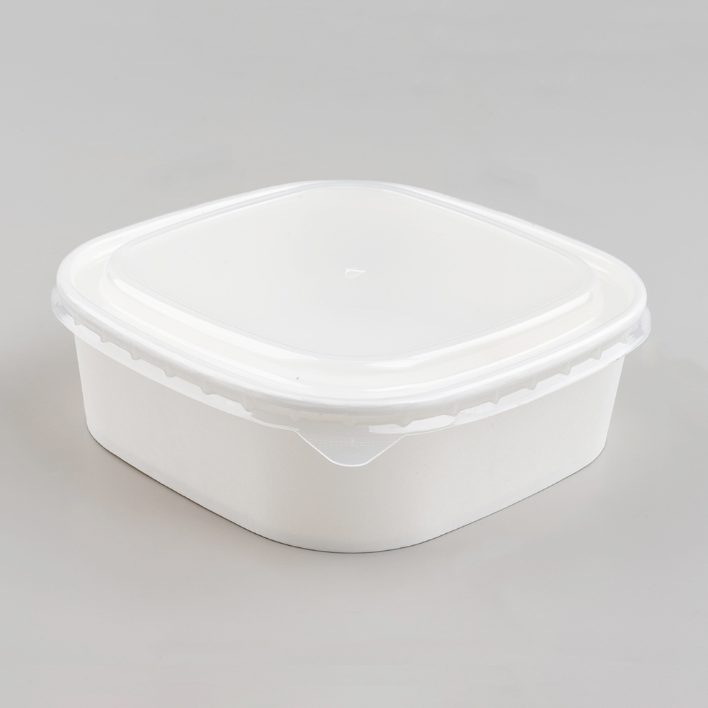 1000 Square White Cardboard Box with PP Lid