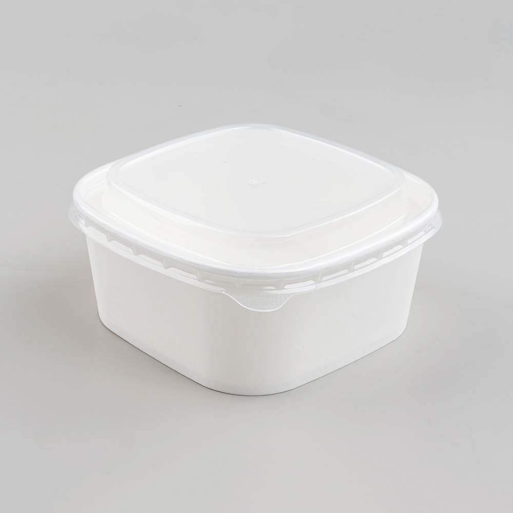 650ml Square White Cardboard Box with PP Lid